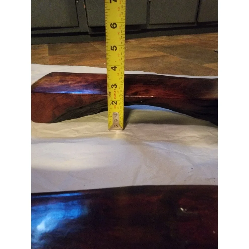 Vintage Set Of 2 Live Edge Red Wood Wall Mounted Floating Mantel Shelves Burl